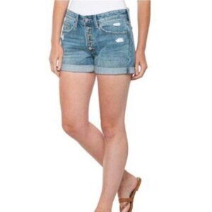 Lucky Brand 4 (27) Boyfriend Denim Women’s Shorts Cuffed Distressed Button Fly